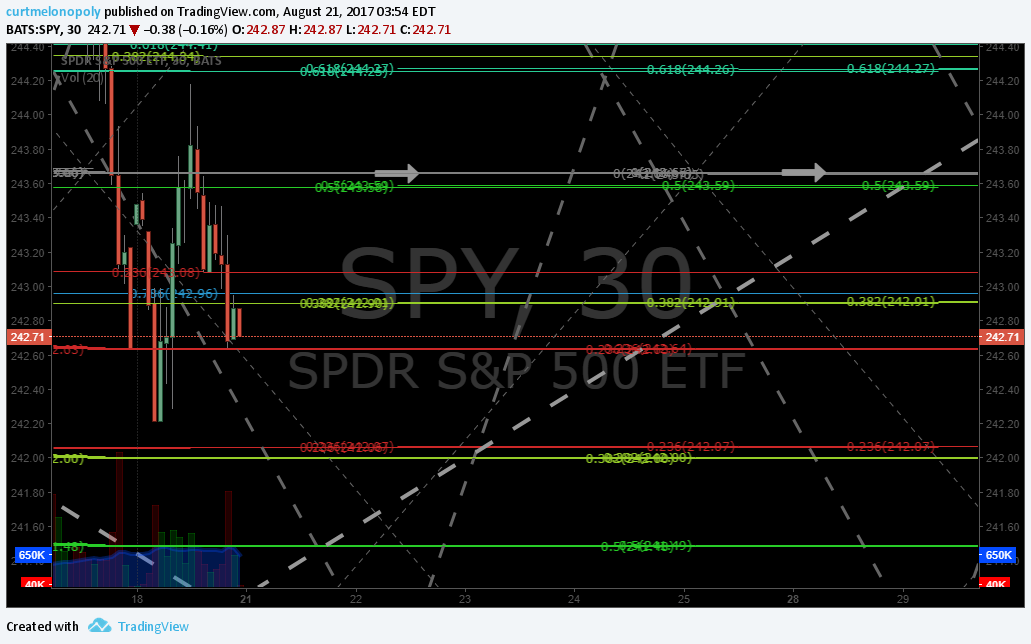 Freedom S&P 500 $SPY Algorithm Chart Model Update Mon Aug 21 $ES_F $SPXL, $SPXS