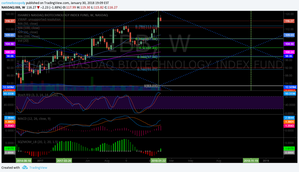 $IBB, weekly, chart, uptrend, price, targets