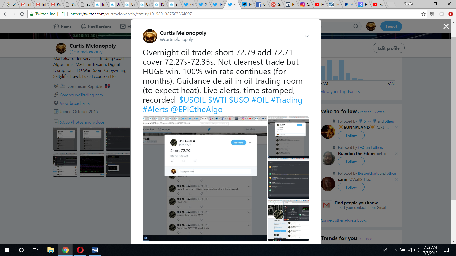 Oil, trading, alerts
