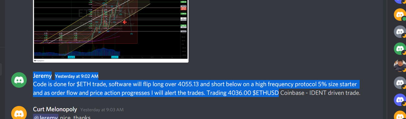 Software will flip long over 4055.13 and short below on a high frequency protocol and as order flow and price action progresses I will alert the trades. Trading 4036.00 $ETHUSD